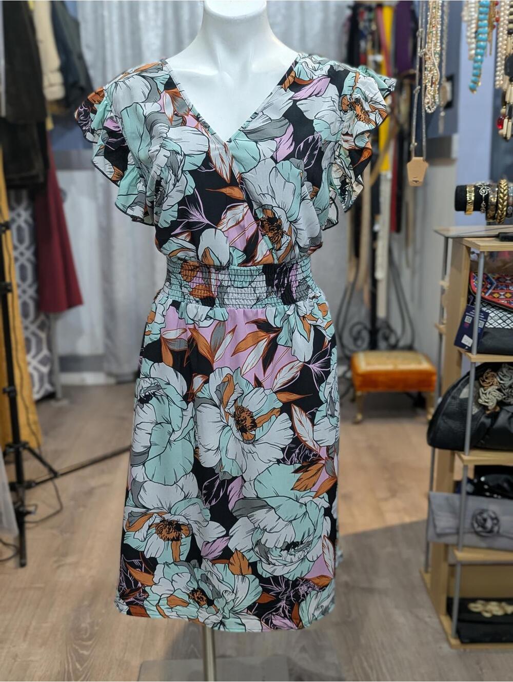 NY Floral Print Midi Dress